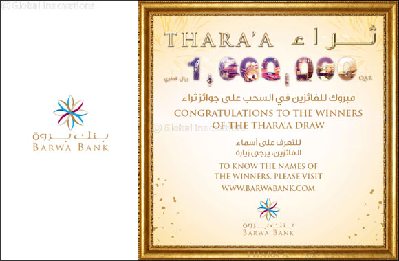 Barwa Bank announces the September draw winners of its Thara'a savings account prize