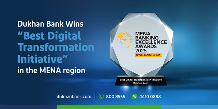 Dukhan Bank Wins ‘Best Digital Transformation Initiative in MENA' at MEED's Banking Excellence Awards 2025